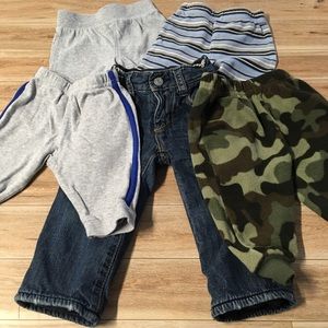 Lot of 5 Pants Joggers Lined Jeans 3-6 Months
